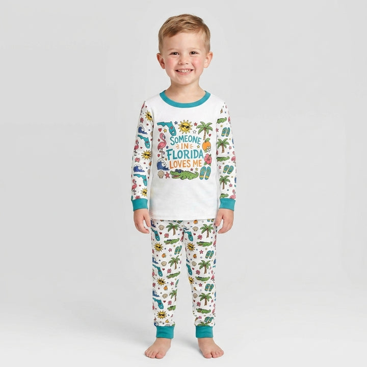 Someone in Florida Loves Me Bamboo Two Piece Long Sleeve Pajama Set - Art