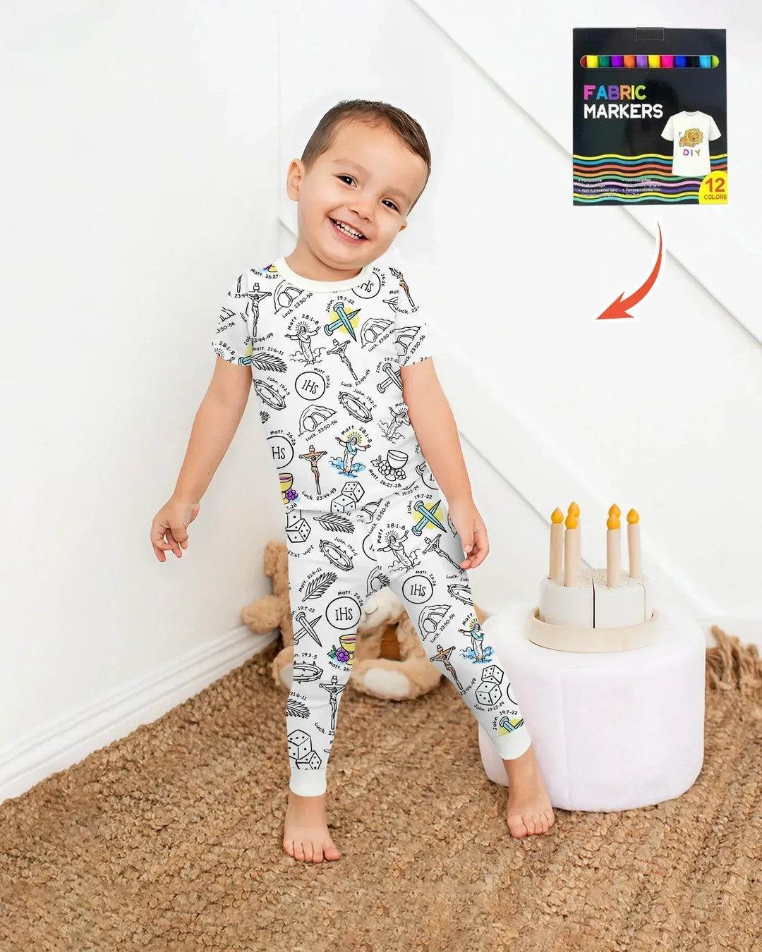 Zweiteiliges, kurzärmliges Pyjama-Set mit Marienkäfern