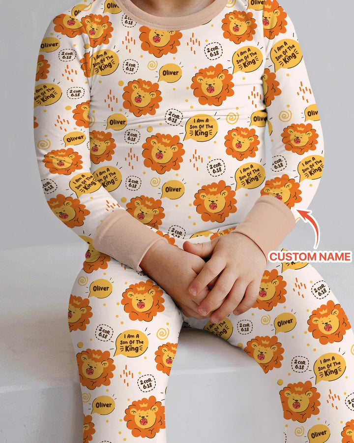 I Am A Son Of The King Custom Name Two Piece Long Sleeve Pajama Set