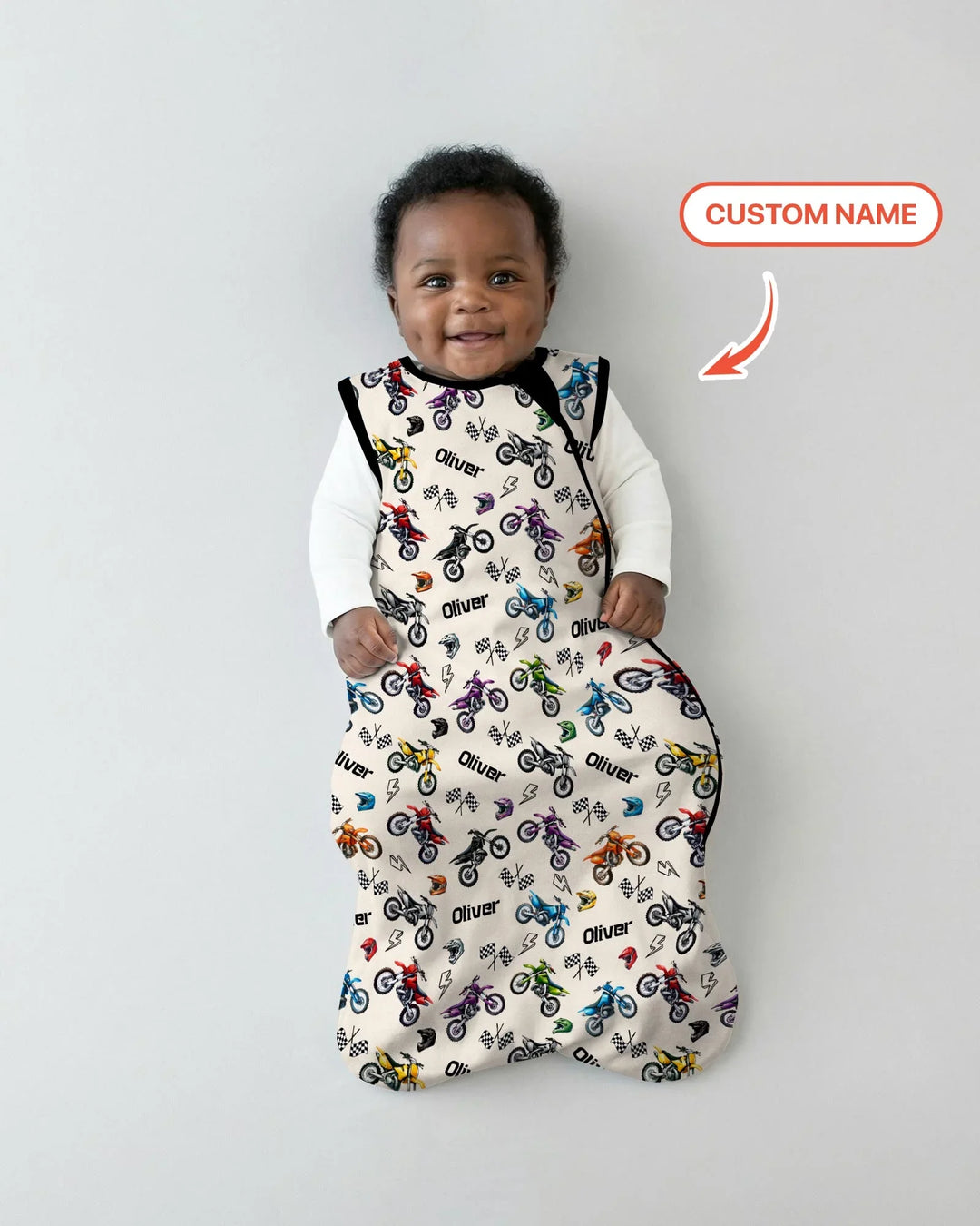 Custom Name Little Dirt Bike Rider Bamboo Sleep Bag