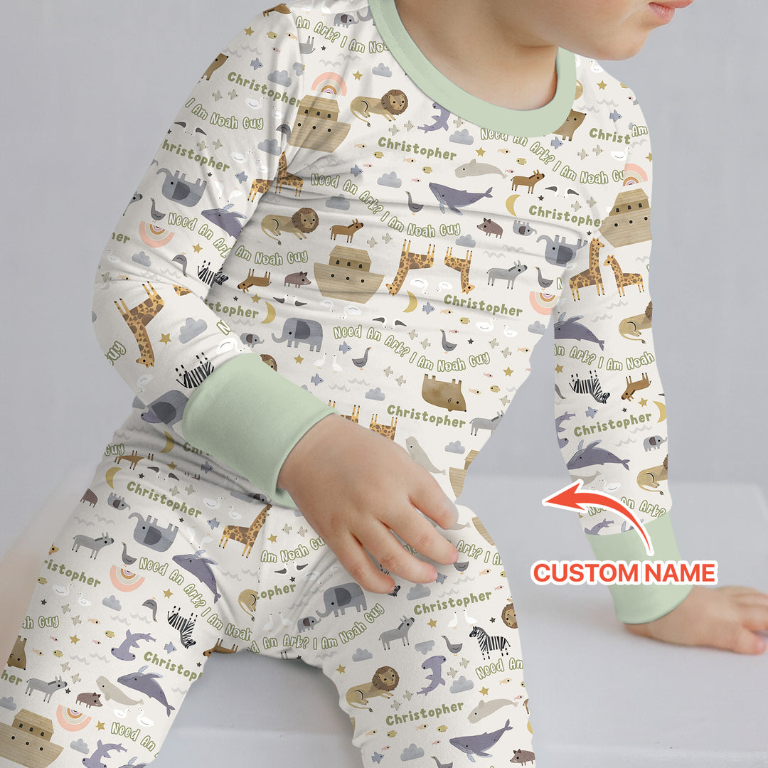 Need An Ark? I Noah Guy Custom Name Two Piece Long Sleeve Pajama Set