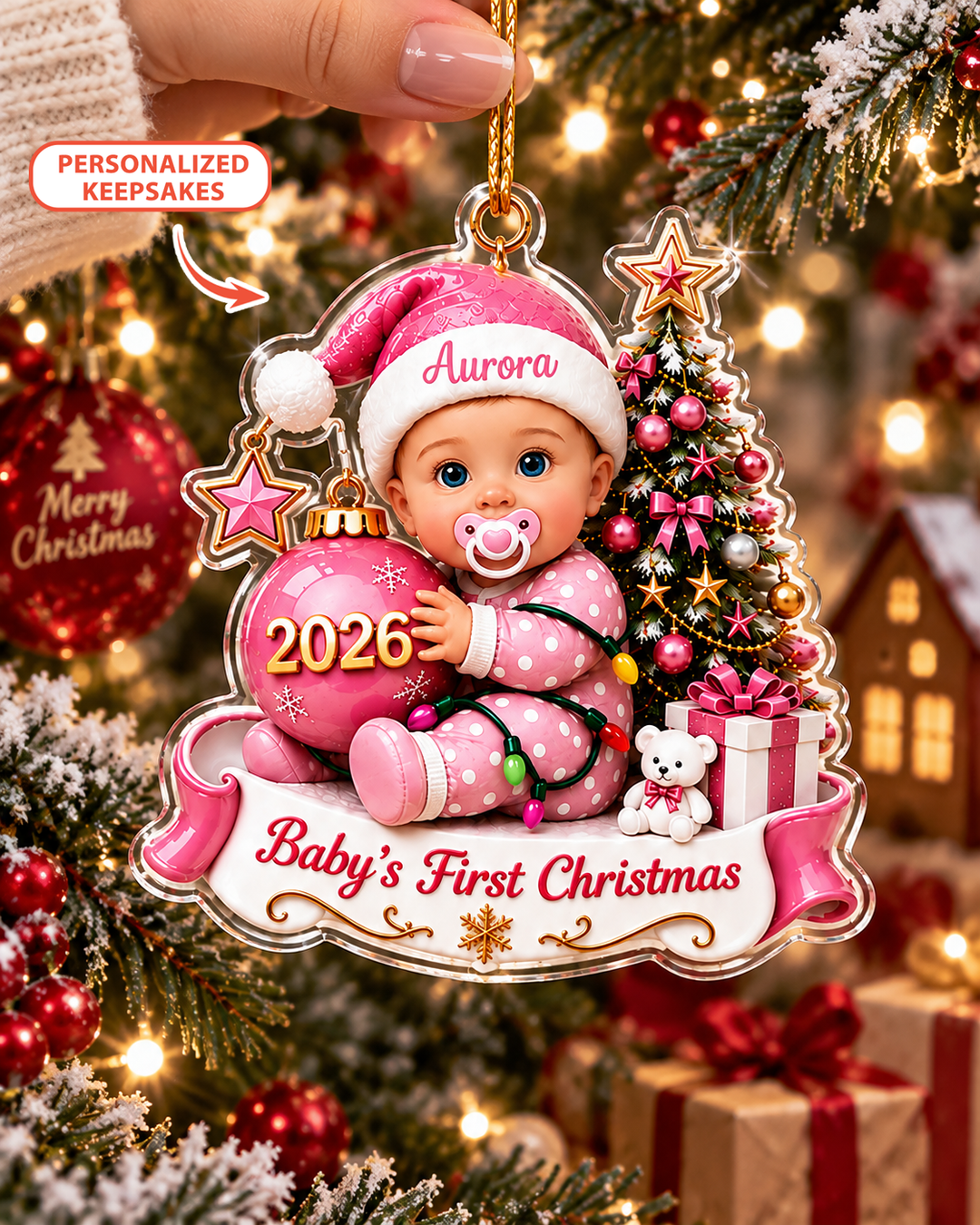 Custom Baby’s First Christmas 2026 Acrylic Ornament