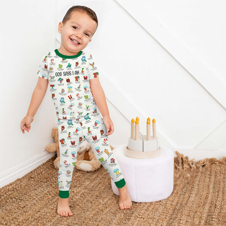 Christmas God Say I Am Alphabet Short Sleeve Pajama Set