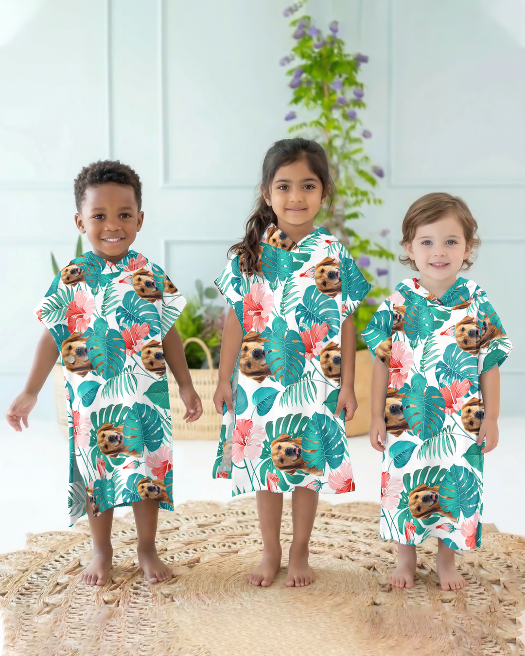 Hawaiian Custom Photo Dog Bamboo Swim Poncho