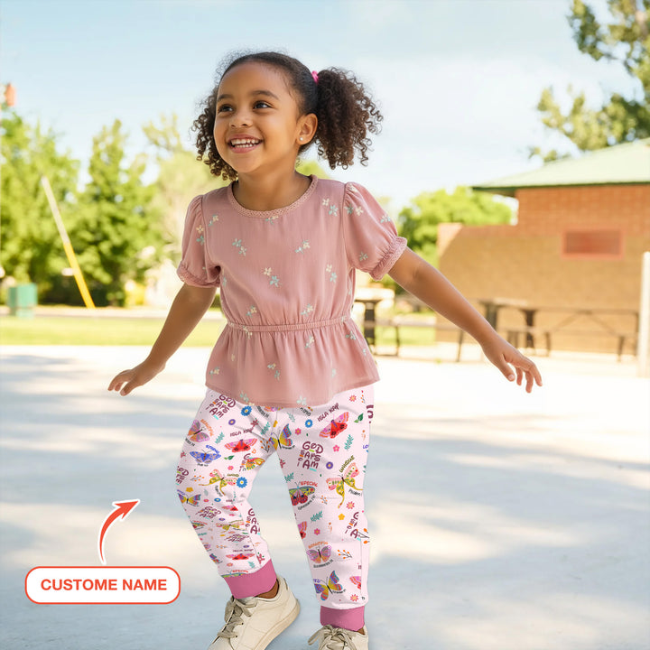 God says I am Butterfly Custom Name Jogger