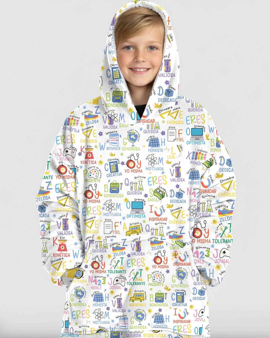 Manta Sudadera con Capucha de Bambú Versión Alfabeto Español