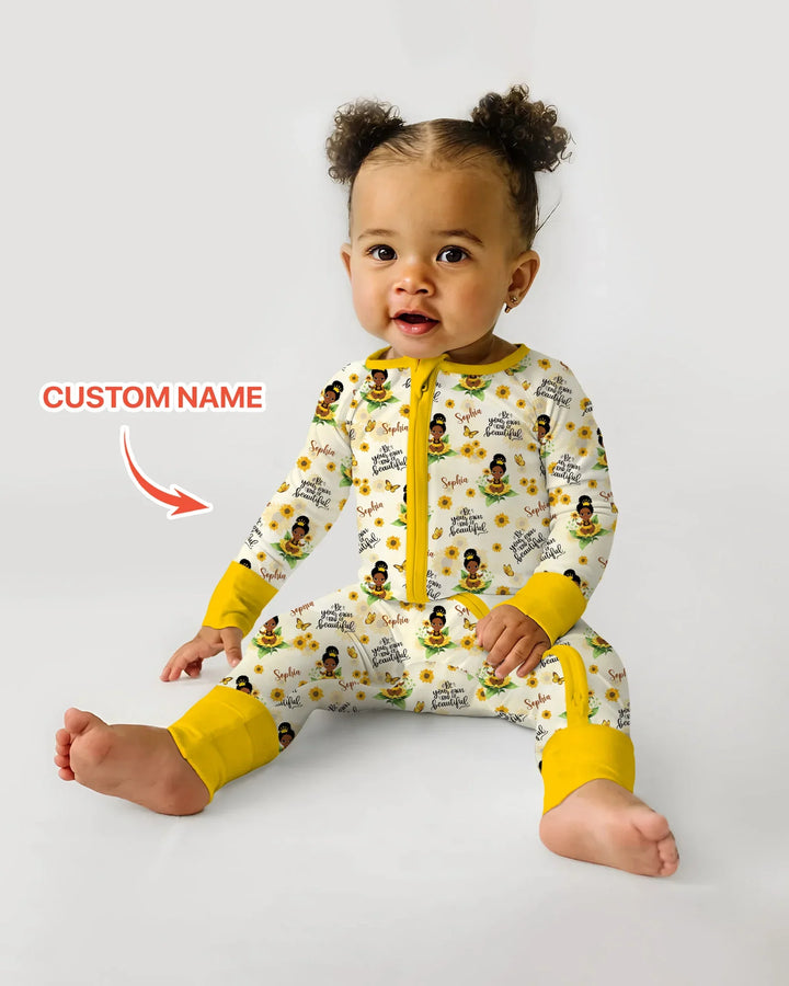 Custom Name Sunflower Queen Bamboo Convertible Zippy