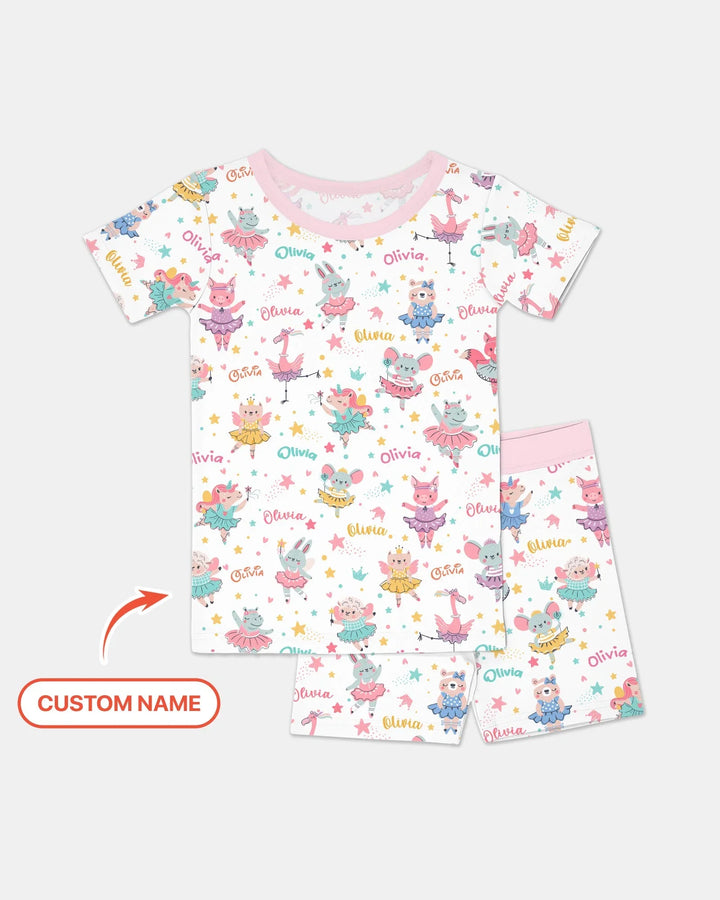 Zweiteiliges Pyjama-Set mit kurzen Ärmeln und Shorts im Sommer-Design