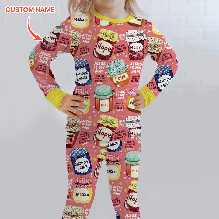 Zweiteiliges Langarm-Pyjama-Set mit Sommerfrüchten