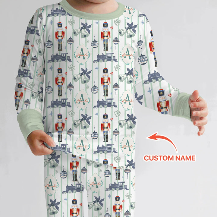 Custom Nutcracker Medium Blue Two Piece Long Sleeve Pajama Set , Custom Nutcracker Medium Blue Two Piece Long Sleeve Pajama Set - 12-18M
