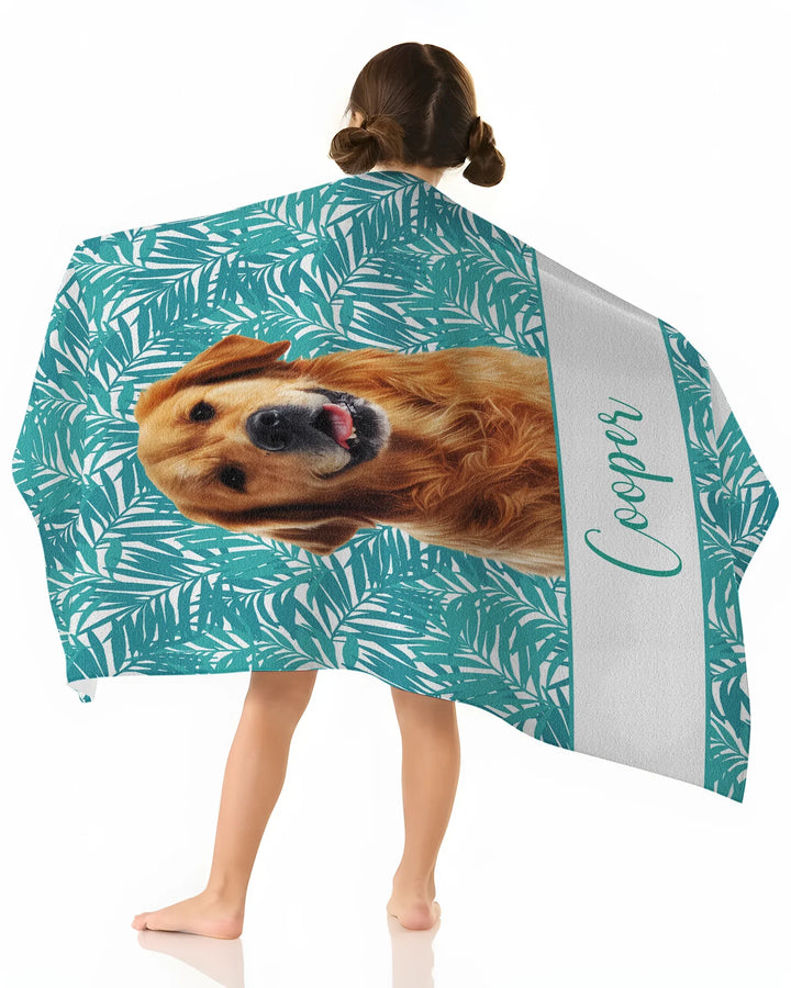 Toalla de playa de bambú para perros con foto personalizada