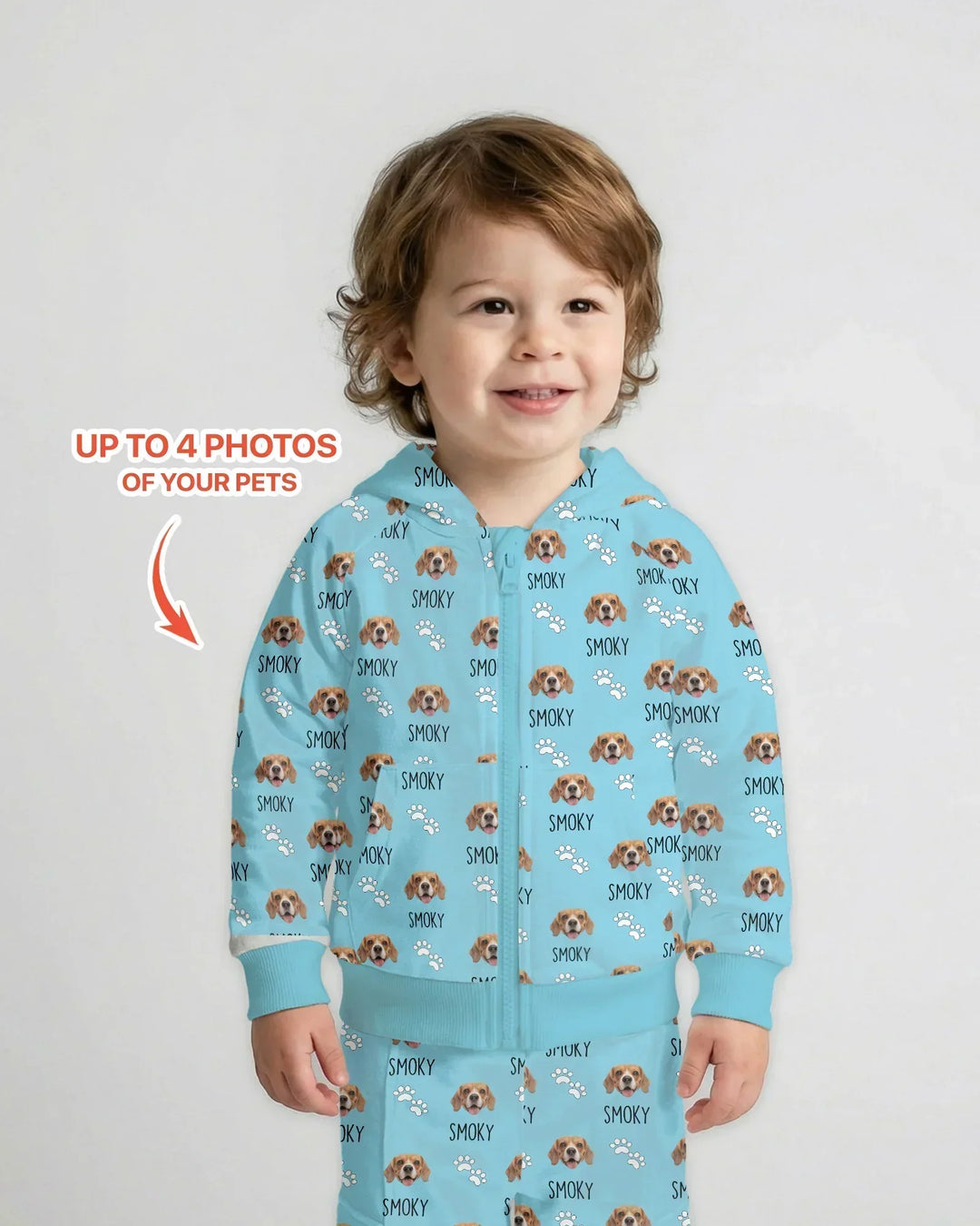 Custom Name and Pet Photos Zip Hoodie