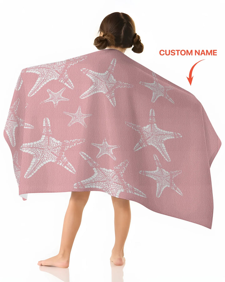 Custom Photo Starfish With Names Bamboo Beach Towel