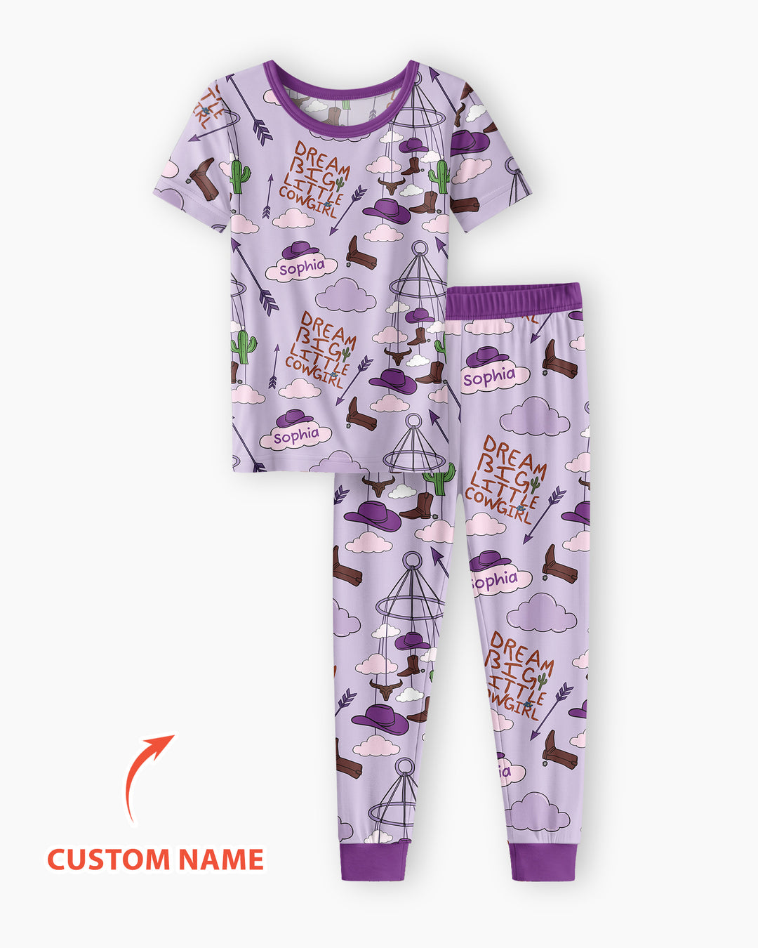Litlle Cowboy Sis Bro Matching  Bamboo Two Piece Short Sleeve Pajama Set