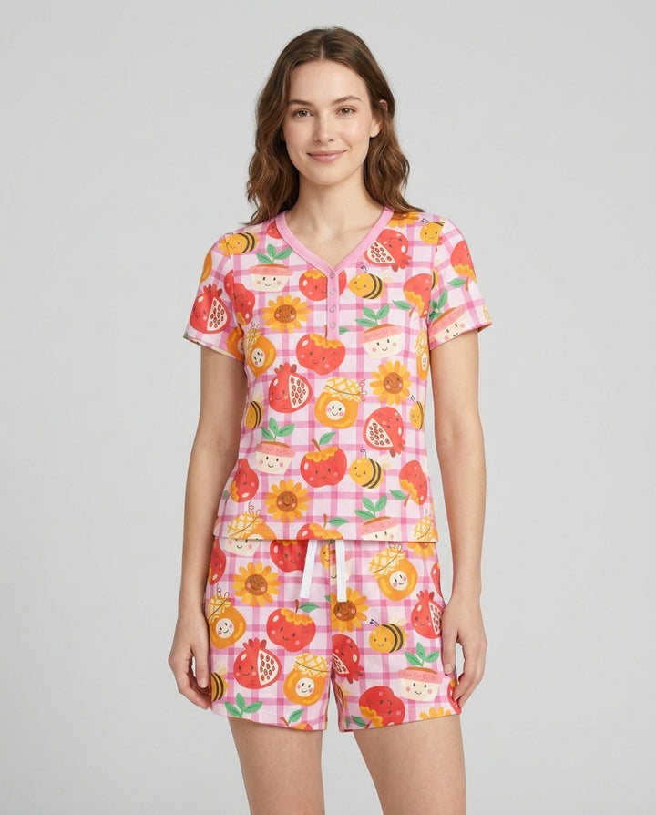Sweet New Year Bamboo Women Short Sleeve Short Pajama Set