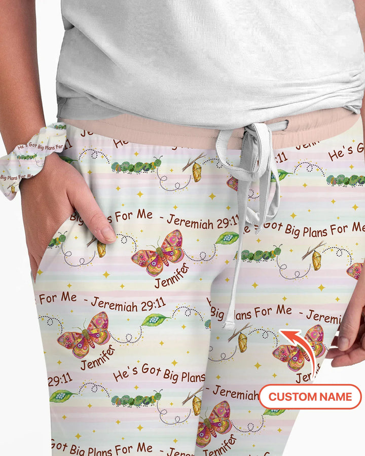 Personalisiert: Er hat Großes mit mir vor, Pyjama-Set für Damen aus Bambus