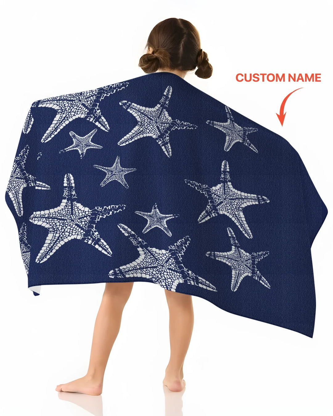 Custom Photo Starfish With Names Bamboo Beach Towel