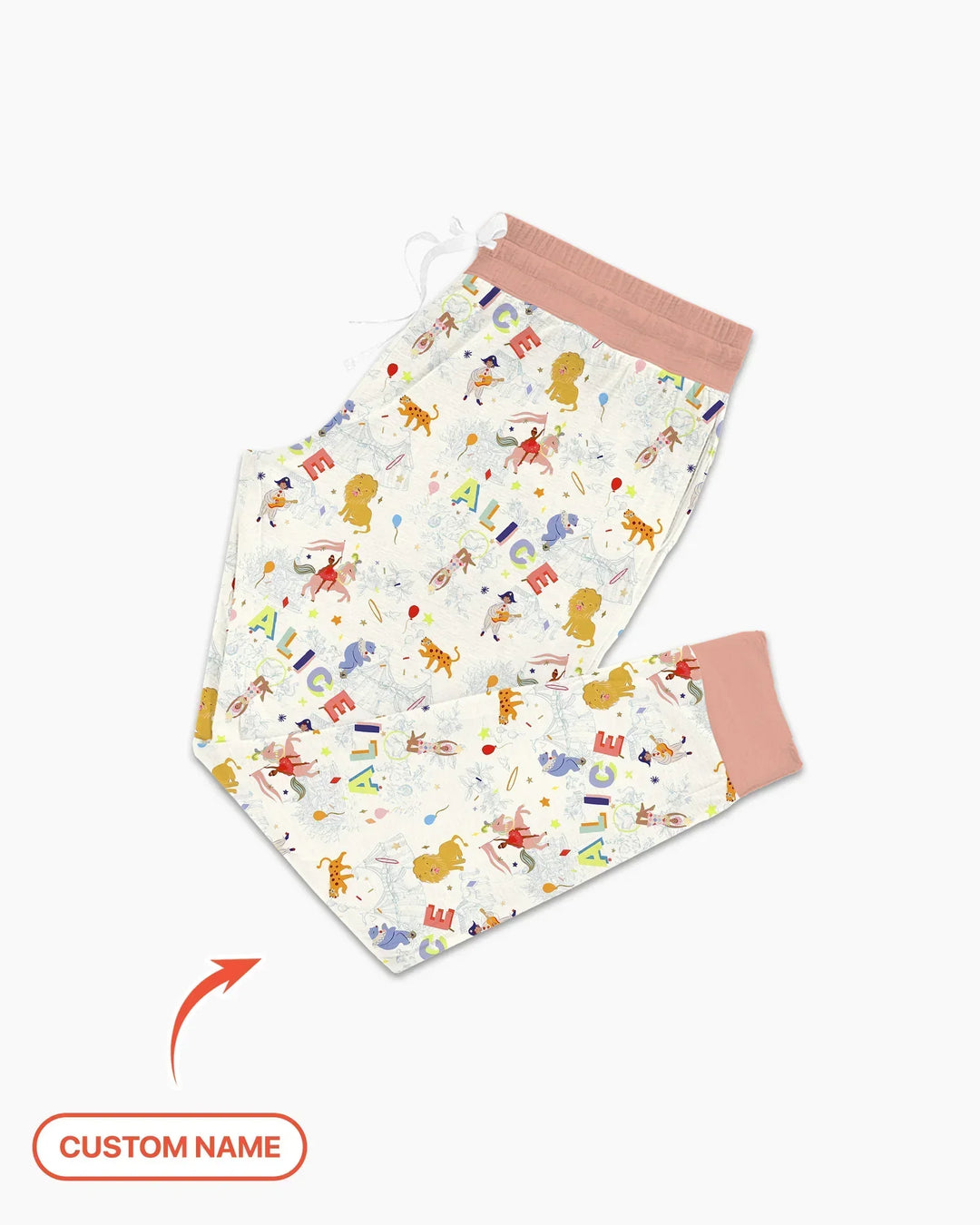 Custom Name Circus Toile Bamboo Women Pajama Set