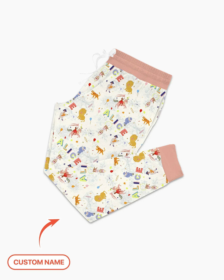 Custom Name Circus Toile Bamboo Women Pajama Set