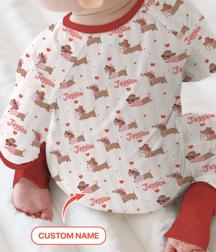 Custom Name Valentine Dachshund Family Matching Convertible Zippy