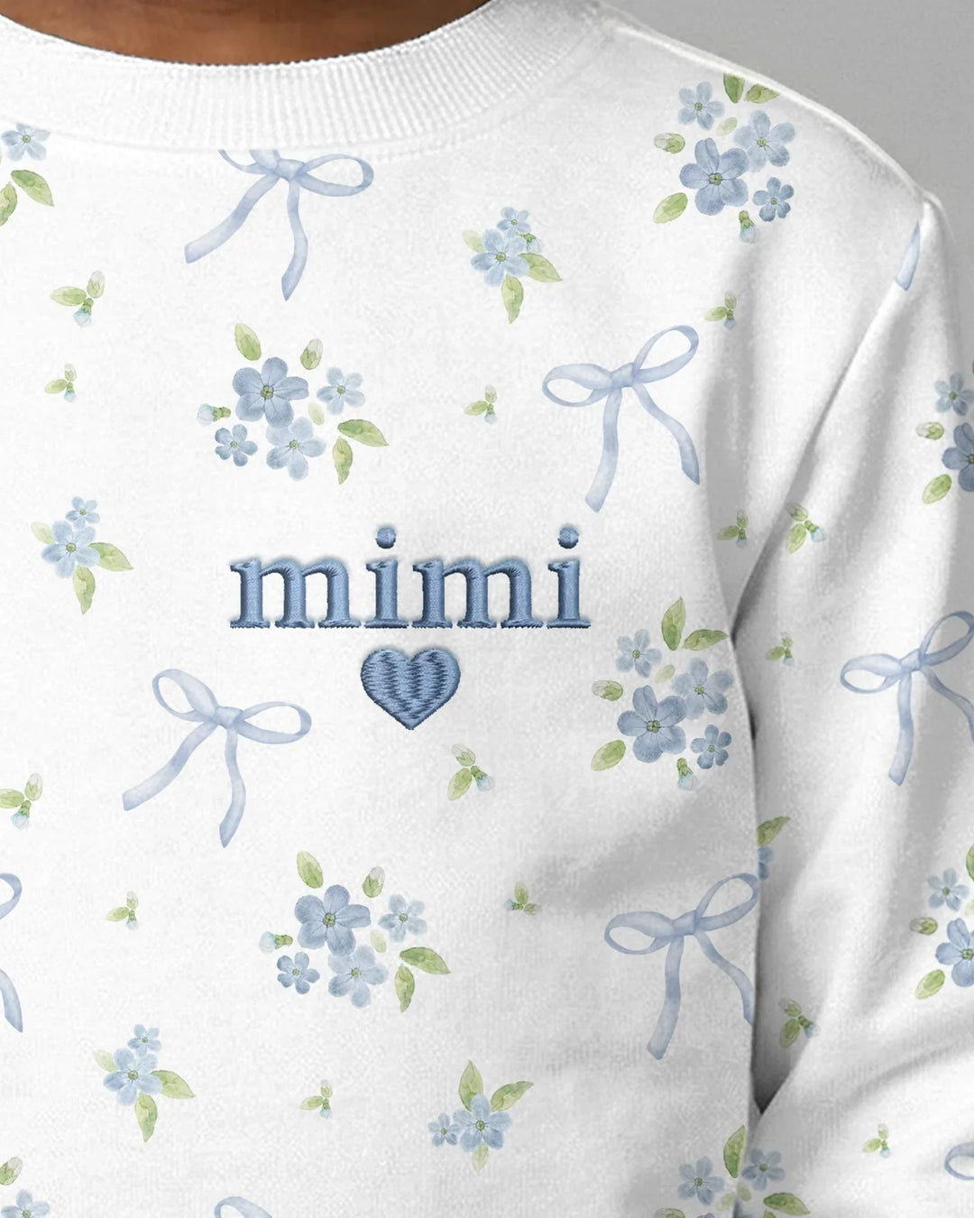 Mommy and Me Matching Embroidered Baby Bamboo Crewneck Sweatshirt