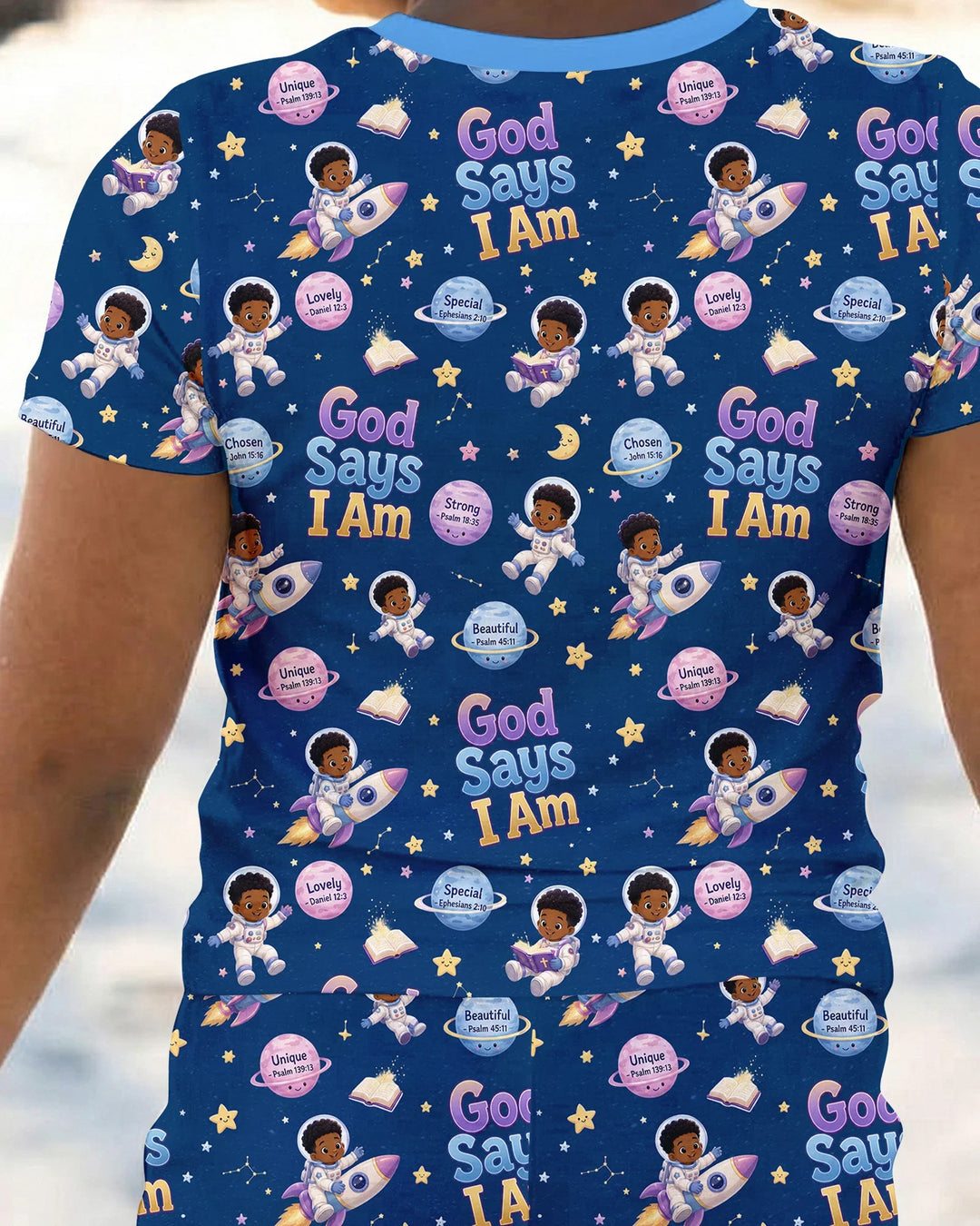 Black Boy God Says I Am Bamboo Two Piece Short Sleeve Pajama Set