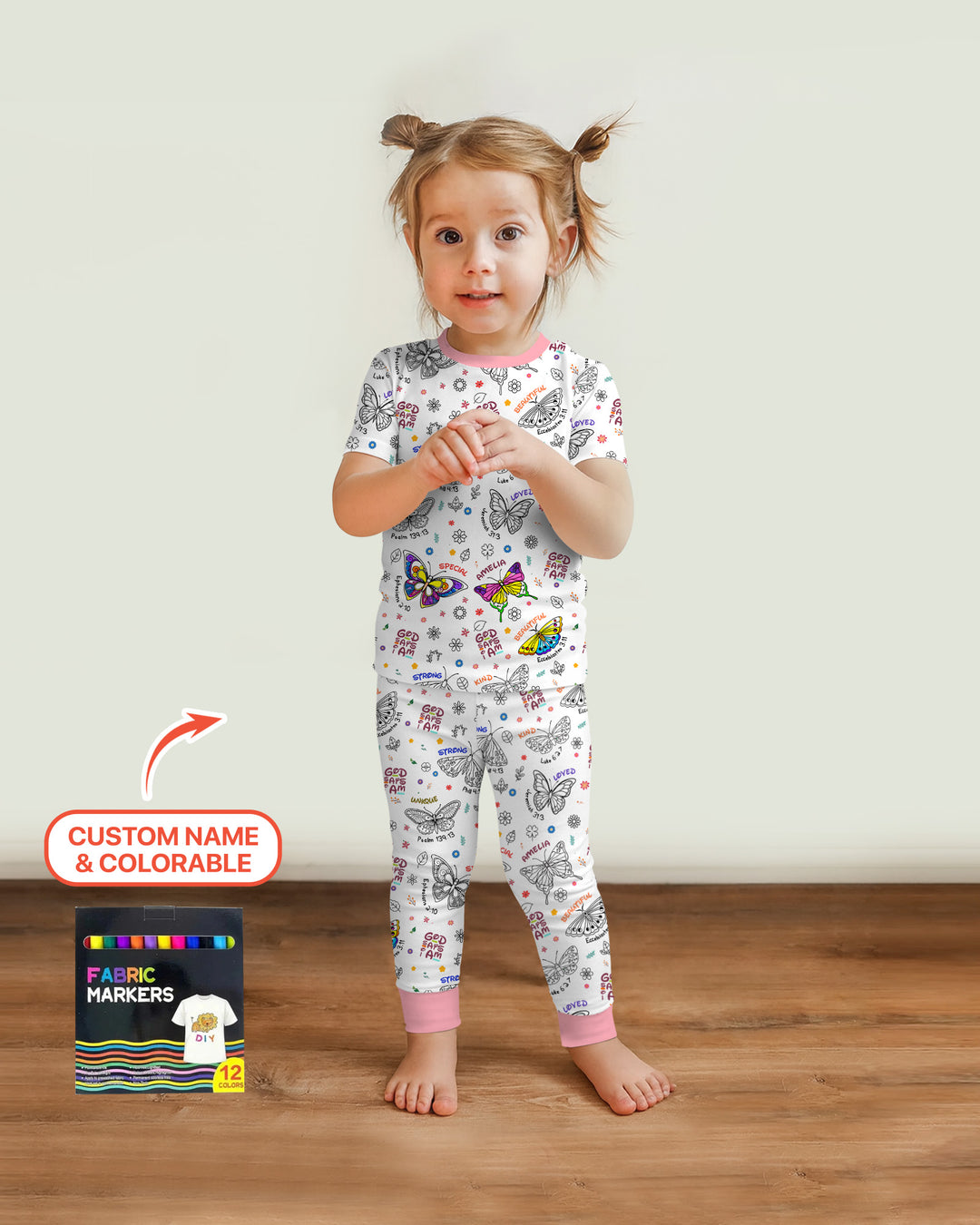Zweiteiliges, kurzärmliges Pyjama-Set mit Marienkäfern