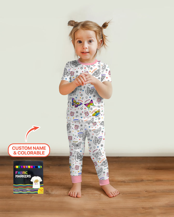 Zweiteiliges, kurzärmliges Pyjama-Set mit Marienkäfern