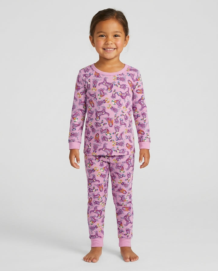 Dia De Los Muertos Doggie Bamboo Two Piece Long Sleeve Pajama Set