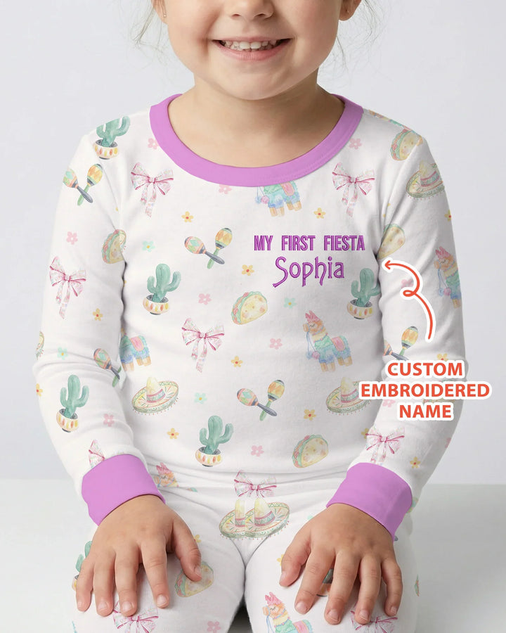 Embroidered My First Cinco De Mayo  Bamboo Two Piece Long Sleeve Pajama Set