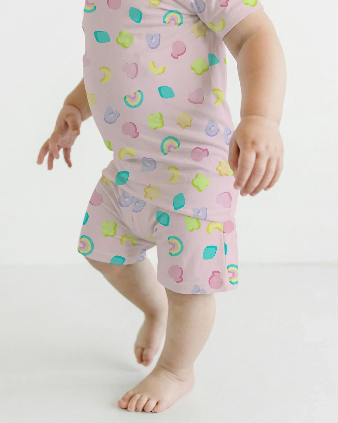 Pastel Lucky Charms Scatter Two Piece Short Sleeve Shorts Pajama Set