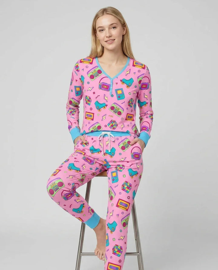 80s Retro Neon Bamboo Women Pajama Set