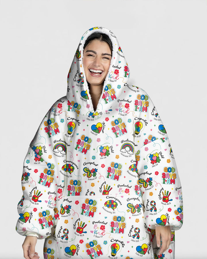 God Says I am Different Wearable Blanket Hoodie