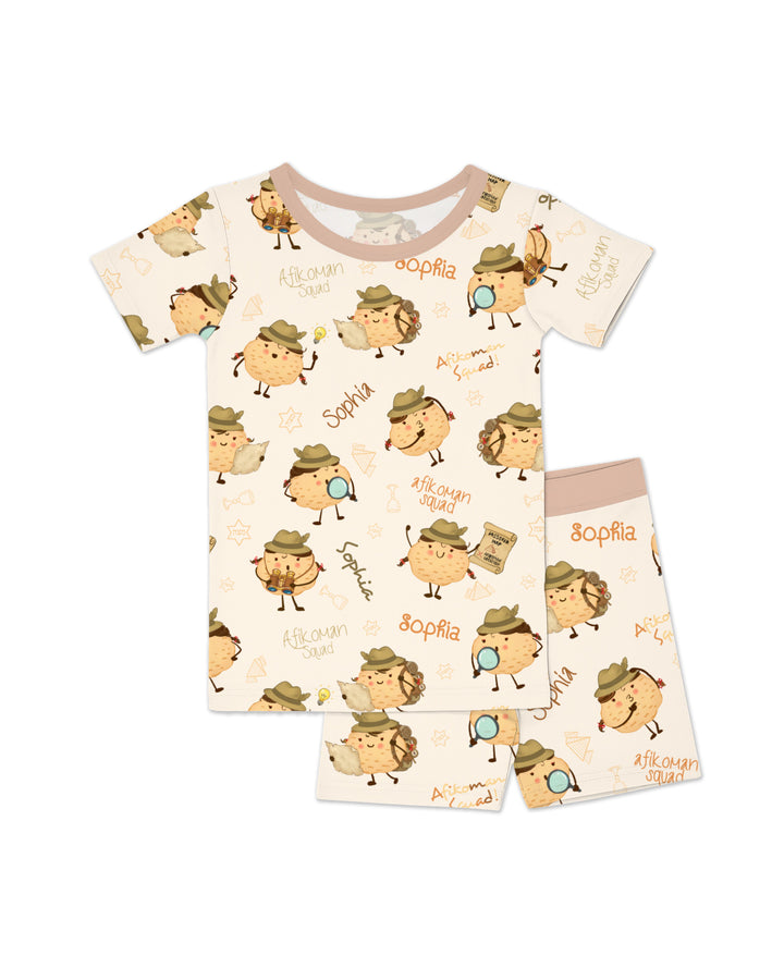 Custom Name Passover Afikoman Two Piece Short Sleeve Shorts Pajama Set