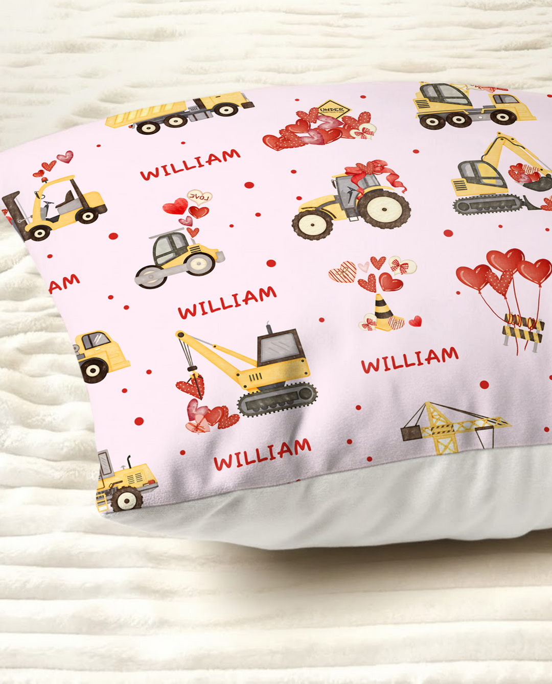 Custom Name Valentine Trucks Family Matching Pillow Case