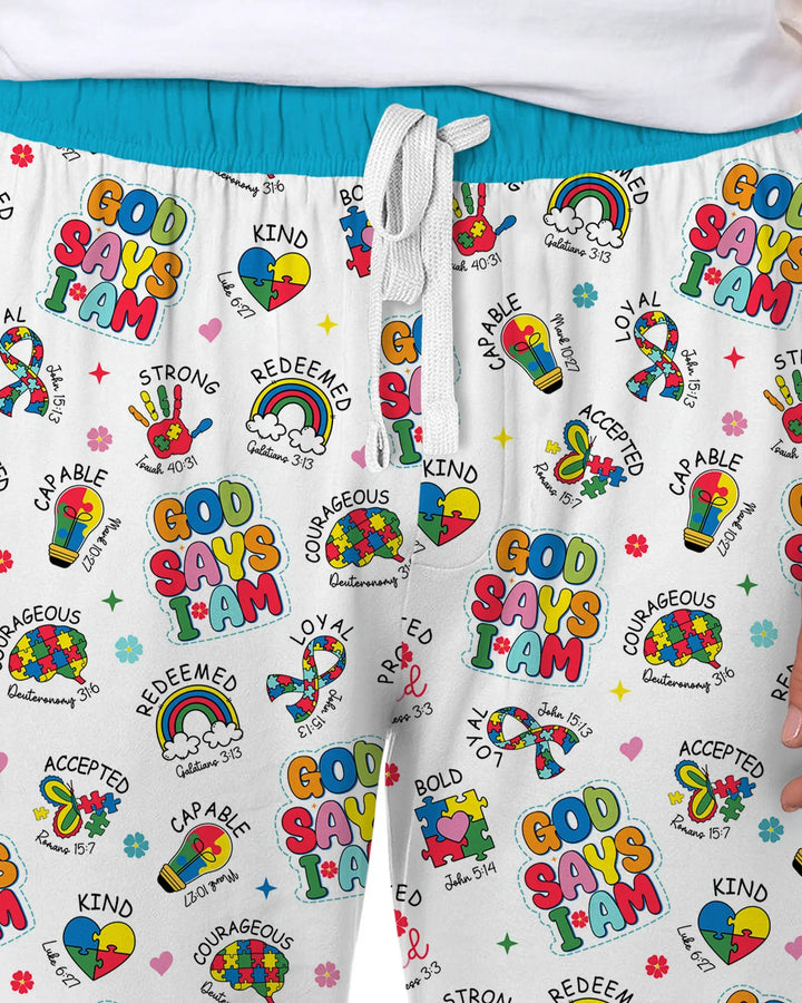 God Says I Am Autism Awareness Men's Pajama Set