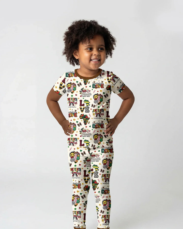 Juneteenth Breaking Every Chain Bamboo Two Piece Short Sleeve Pajama Set