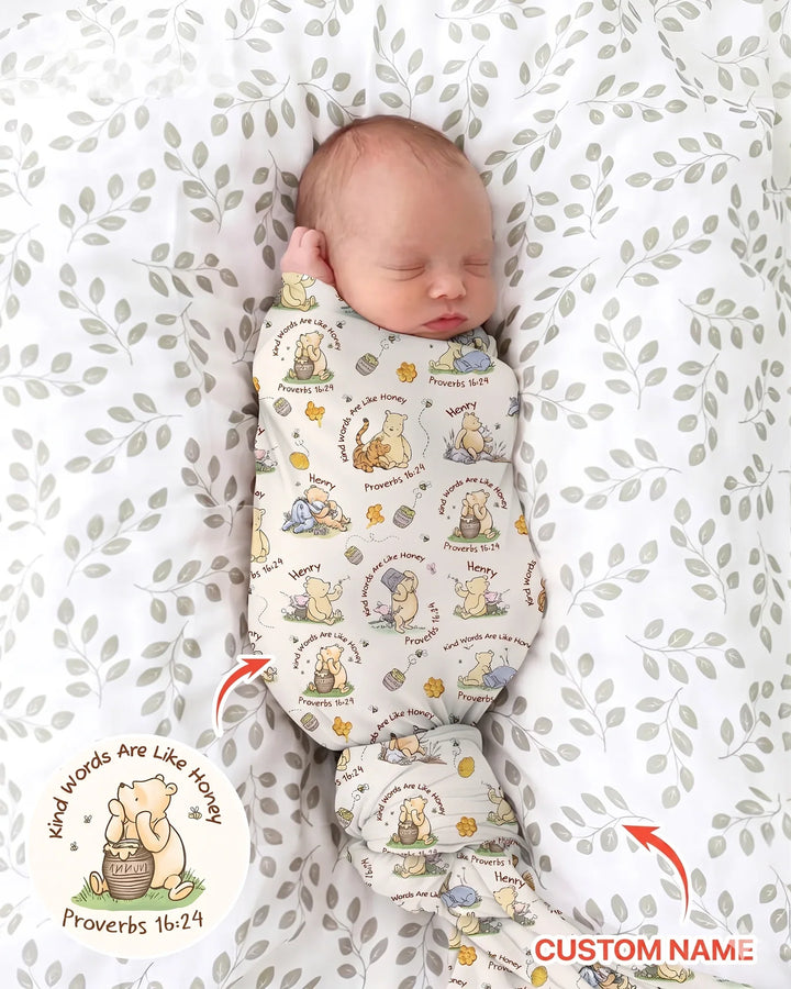 Kind Words Are Like Honey Custom Name swaddle blanket