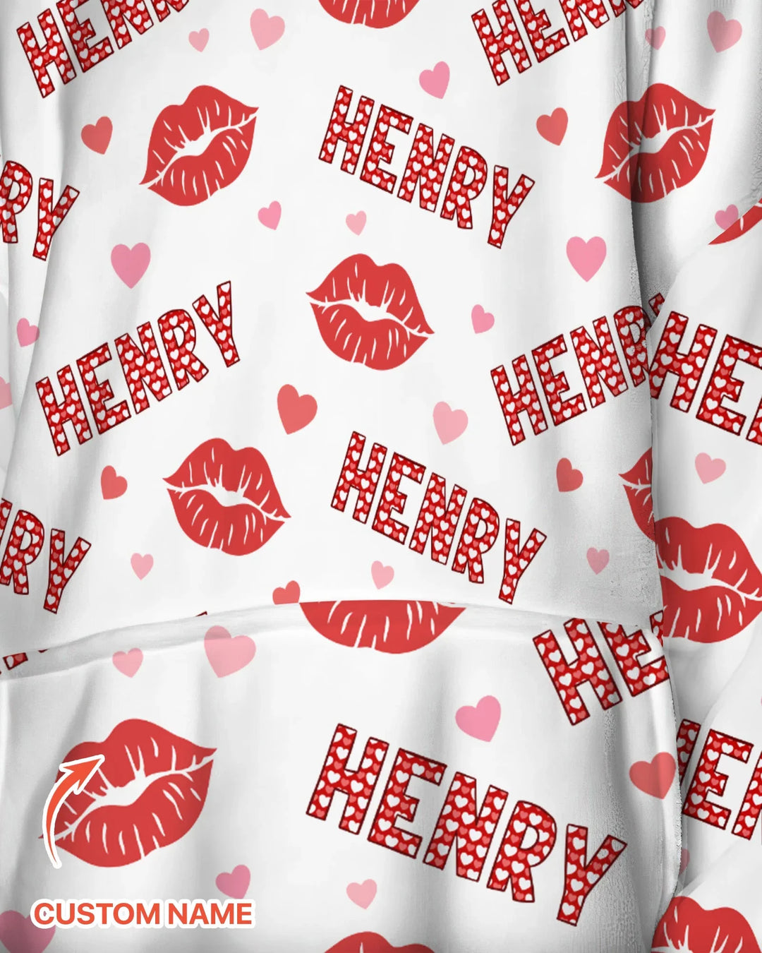 Custom Name Valentine Kiss Blanket Hoodie