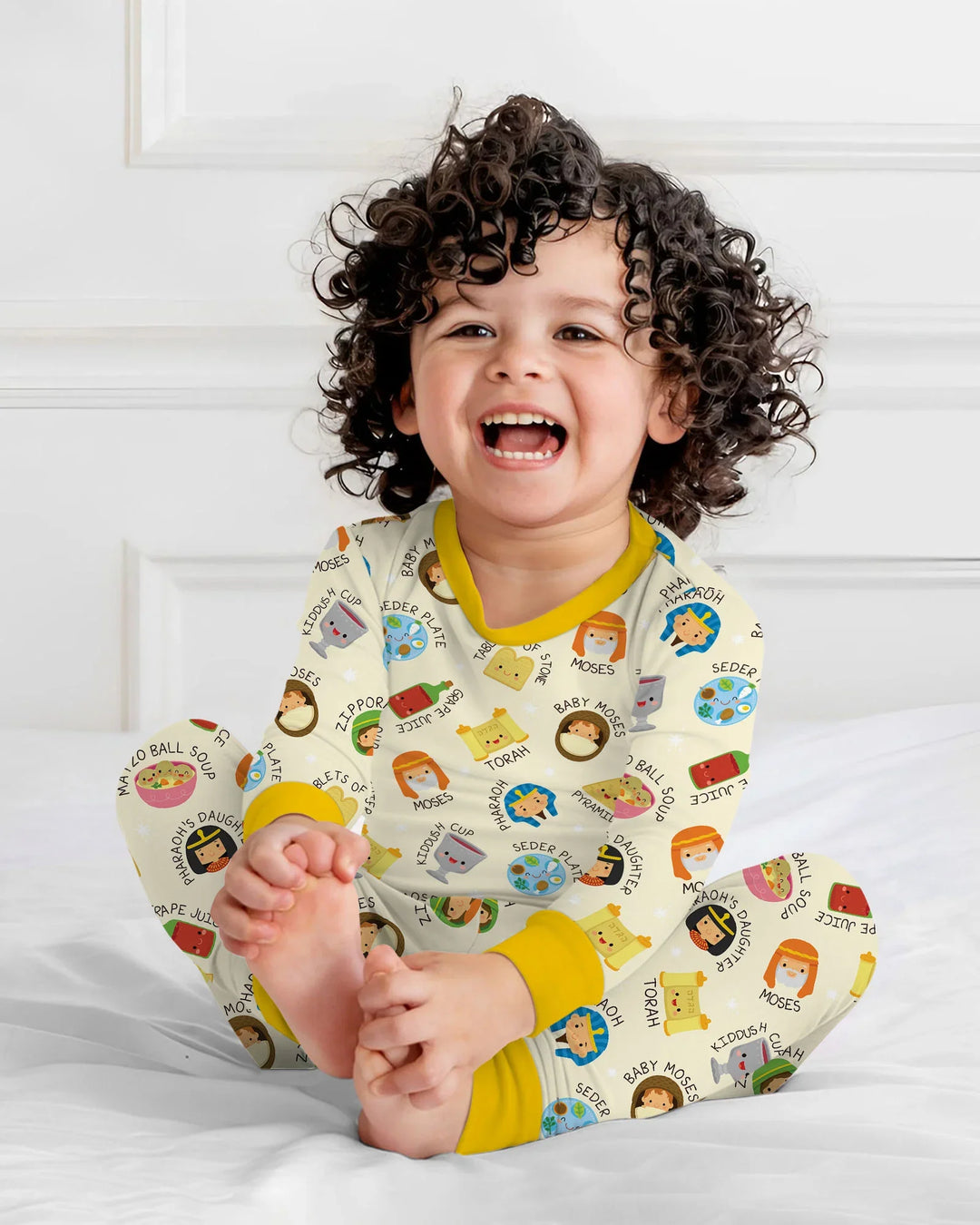 Cute Passover Characters Bamboo Two Piece Long Sleeve Pajama Set