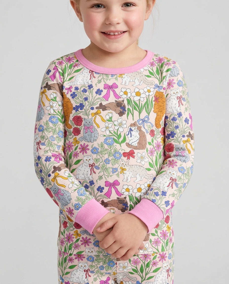 The Garden Cattery Mommy & Me Matching Bamboo Two Piece Long Sleeve Pajama Set