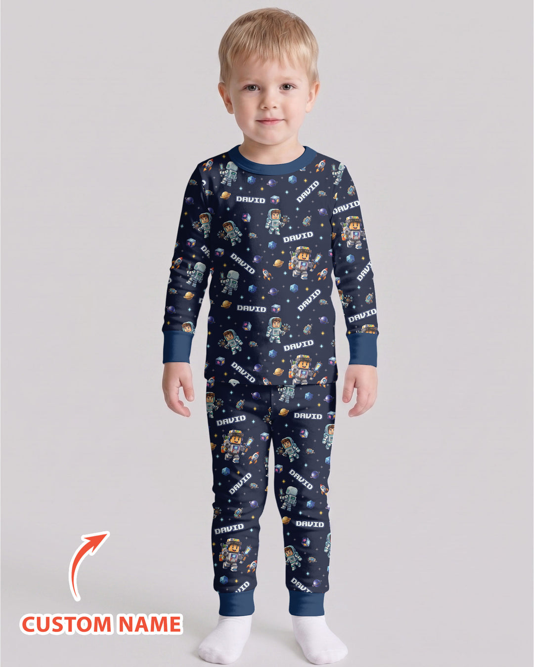 Blocky Universe Bamboo Two Piece Long Sleeve Pajama Set