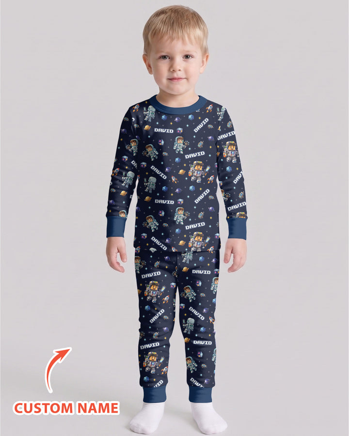 Blocky Universe Bamboo Two Piece Long Sleeve Pajama Set