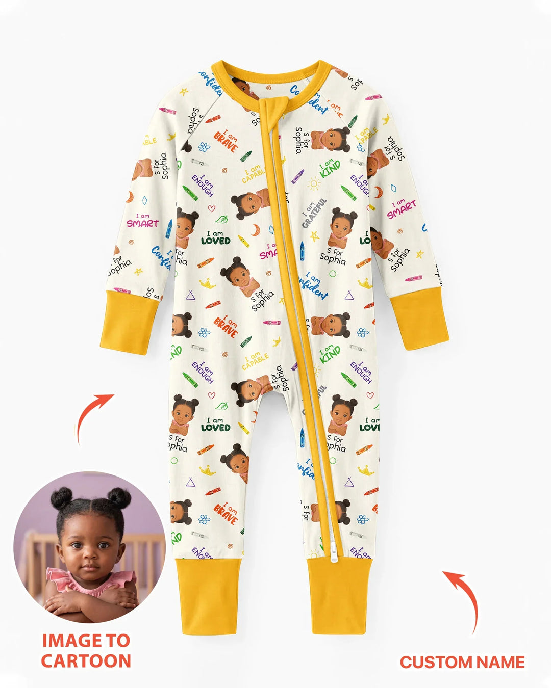 Kids Affirmations Custom  Bamboo Convertible Zippy