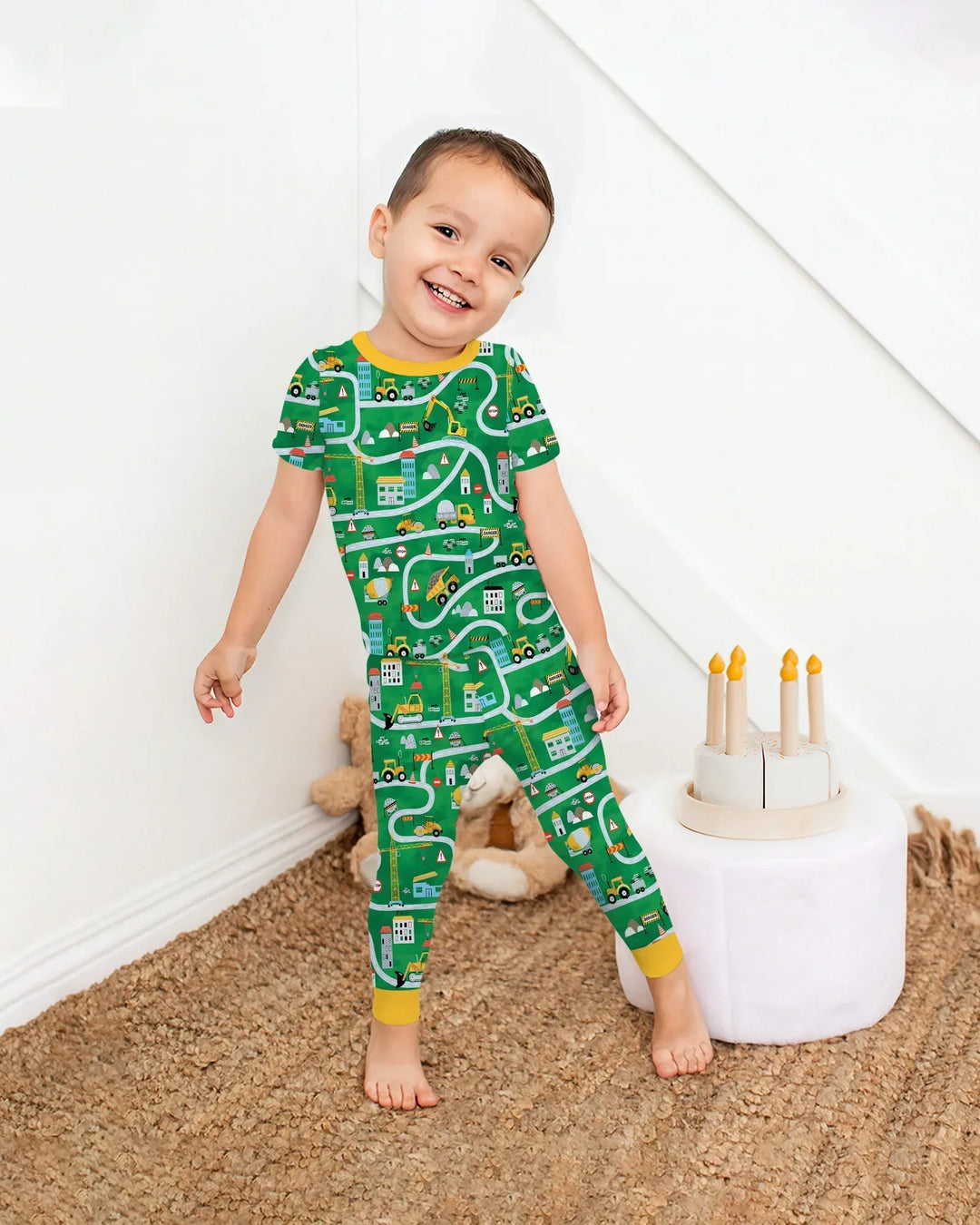 Little Builder Construction Zone Bamboo Two Piece Short Sleeve Pajama Set