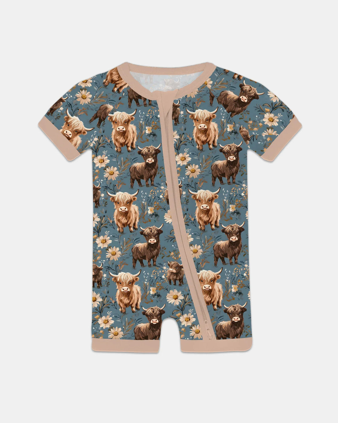 Majestic Highland Cows Family Matching Bamboo Shorty Zippy
