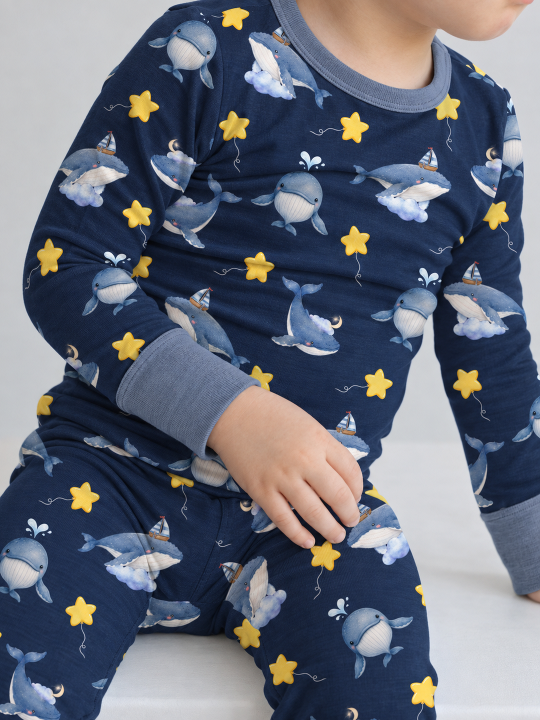 Whale Among The Stars Bamboo Two Piece Long Sleeve Pajama Set