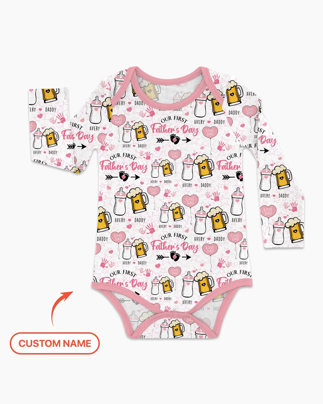 Custom Name First Father's Day Drink Bamboo Bodysuit