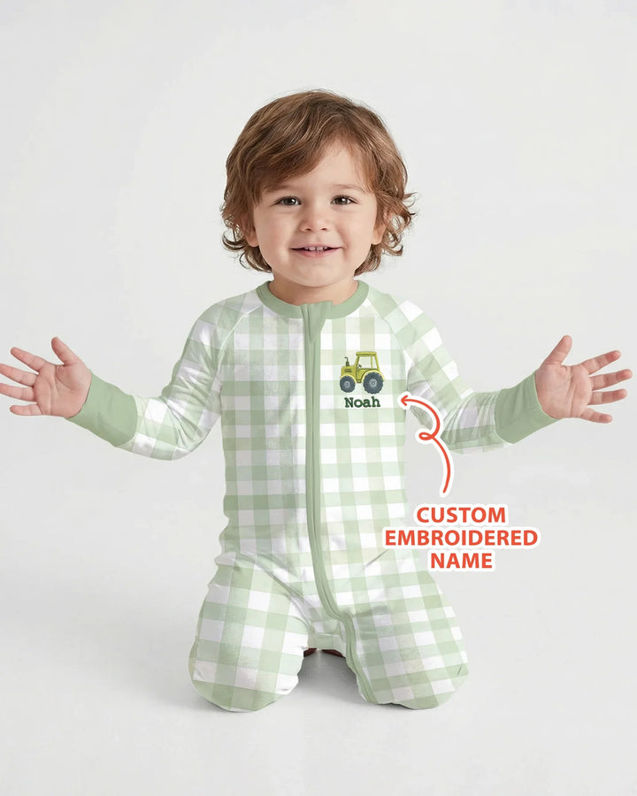 Personalized Embroidered Baby Boy Bamboo Convertible Zippy