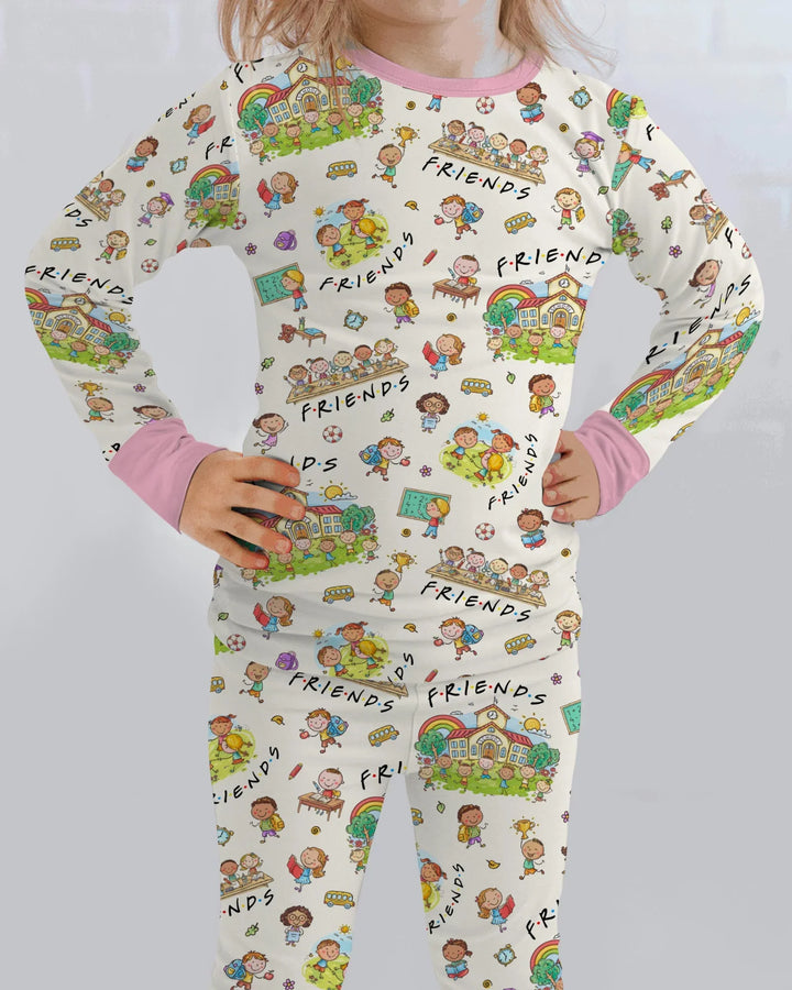 School Friends Forever Bamboo Two Piece Long Sleeve Pajama Set